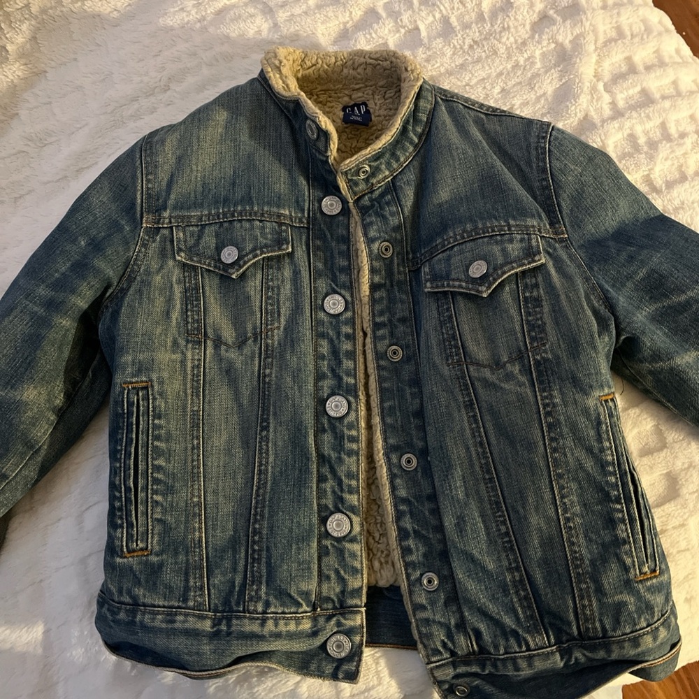 GAP Blue Denim Jacket with Cream Sherpa Lining